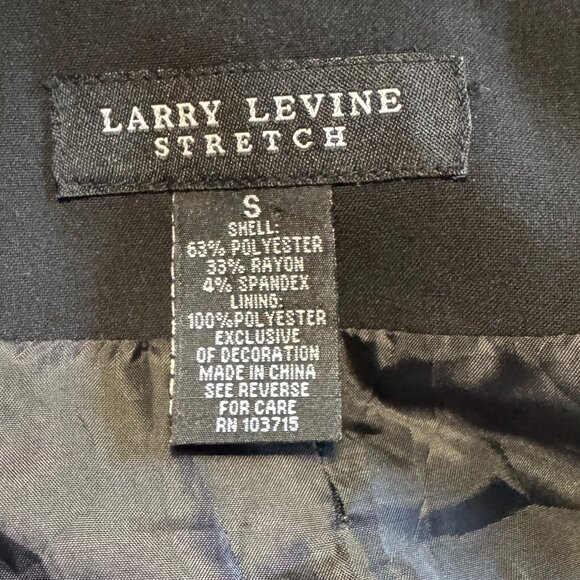 (S) LARRY LEVINE Stretch Black Jacket with Faux Leather Trim - Picture 8 of 11